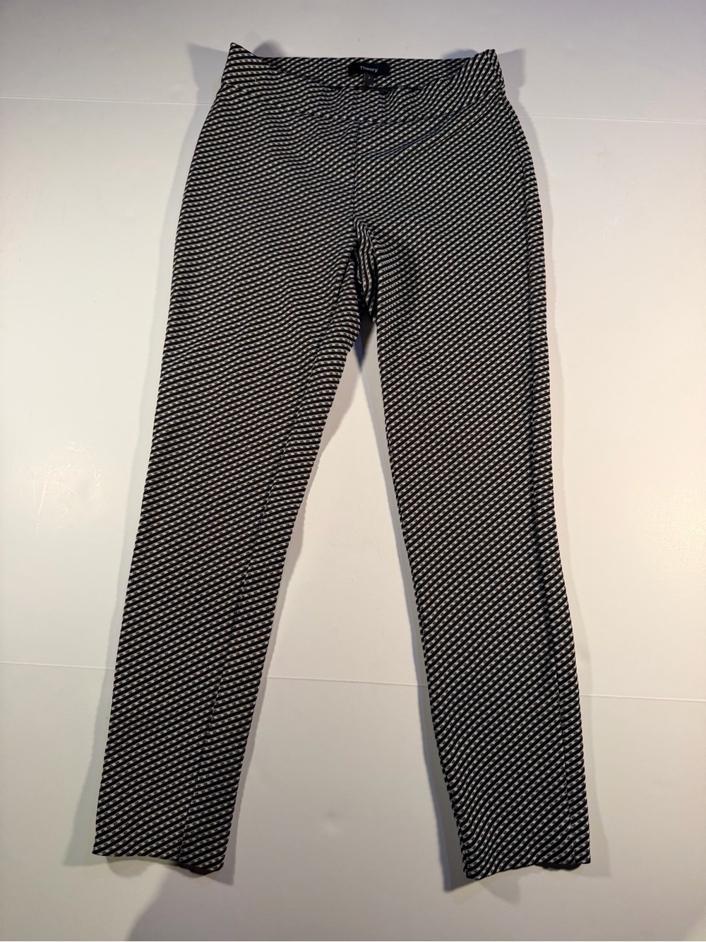Theory Black and White Diagonal Pattern Skinny Pants